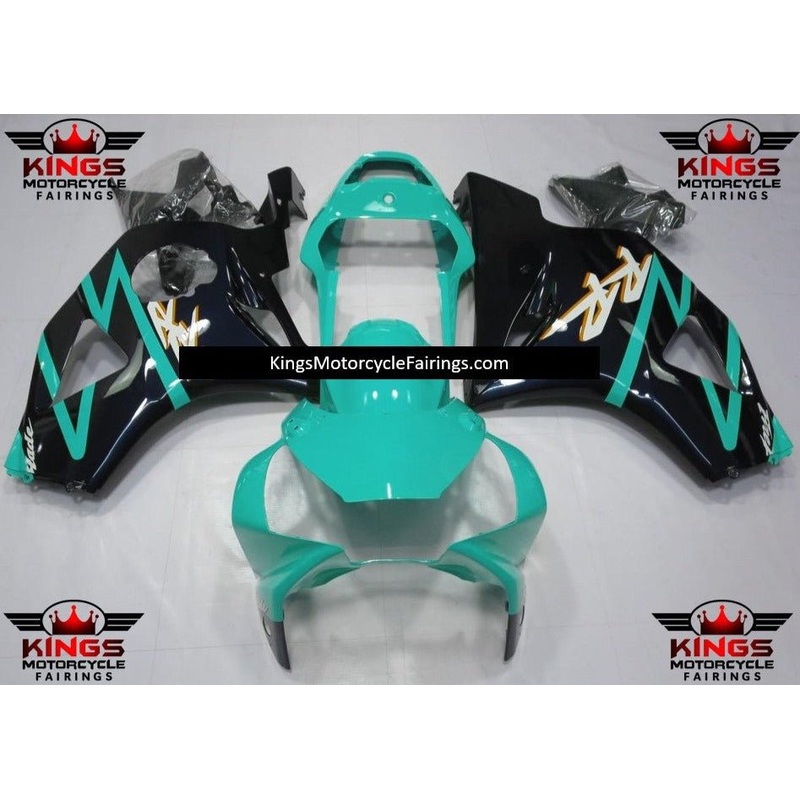 HONDA CBR900RR 954 (2002-2003) Mint Green & Black Fairings Clear Windscreen: Free No Bolt Kit