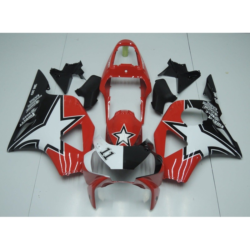HONDA CBR900RR 954 (2002-2003) Red, Black & White Star Fairings Clear Windscreen: Free No Bolt Kit
