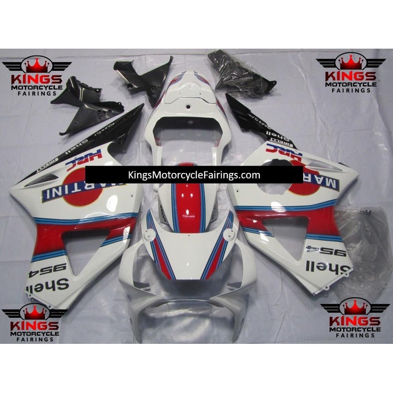 HONDA CBR900RR 954 (2002-2003) White, Red & Blue Martini Fairings Clear Windscreen: Free No Bolt Kit