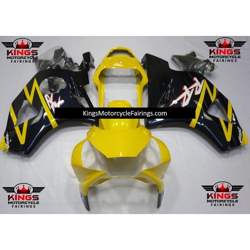 HONDA CBR900RR 954 (2002-2003) Yellow, Black & White Fairings Clear Windscreen: Free No Bolt Kit