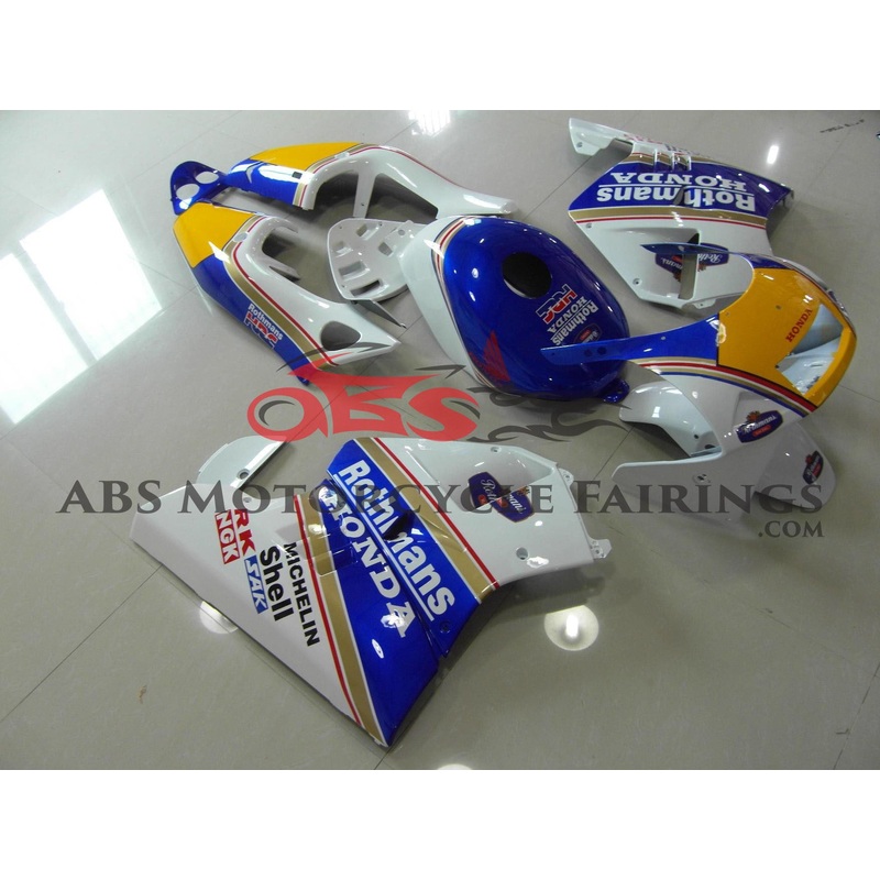 Honda NSR250R MC28 (1994) White, Blue, Yellow, Red & Gold Rothmans Fairings Rothmans Blue & White Clear (Injection Mold) Select Bolt Kit