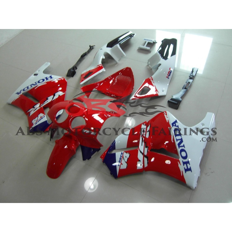 Honda VFR400R NC30 (1989) Red, White & Blue Fairings Black Red & White Clear (Injection Mold) Select Bolt Kit
