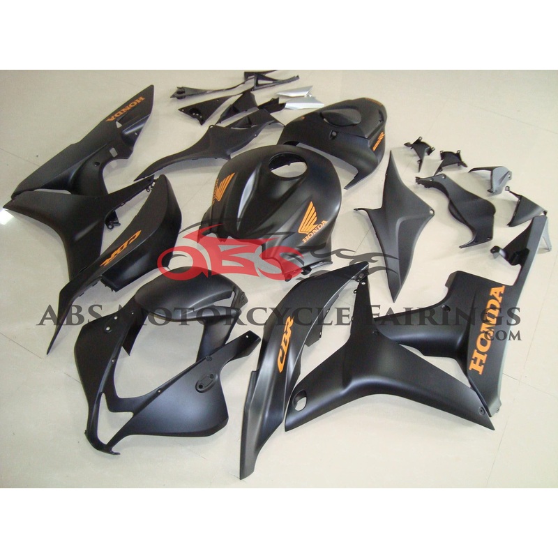 Matte Black & Orange Decals 2007-2008 Honda CBR600RR Matte Black & Orange Decals Clear (Injection Mold) Select Bolt Kit