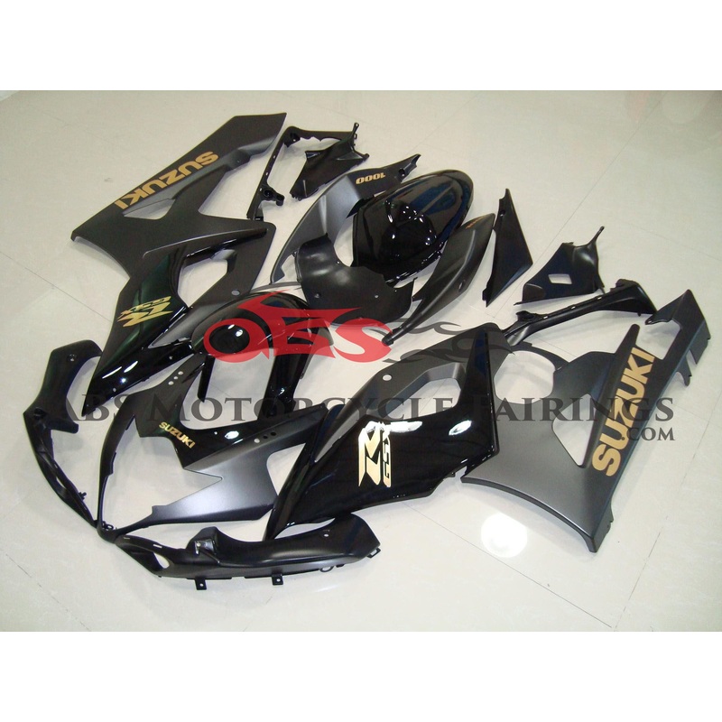Matte & Gloss Black with Gold Decals 2005-2006 Suzuki GSXR1000 Matte & Gloss Black with Gold Decals Clear (Injection Mold) Select Bolt Kit