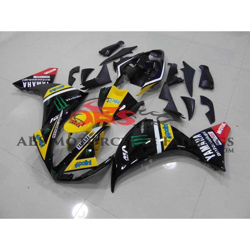 Monster Dewalt Black & Yellow 2009-2011 Yamaha YZF-R1 Monster Dewalt Black & Yellow Clear (Injection Mold) Select Bolt Kit