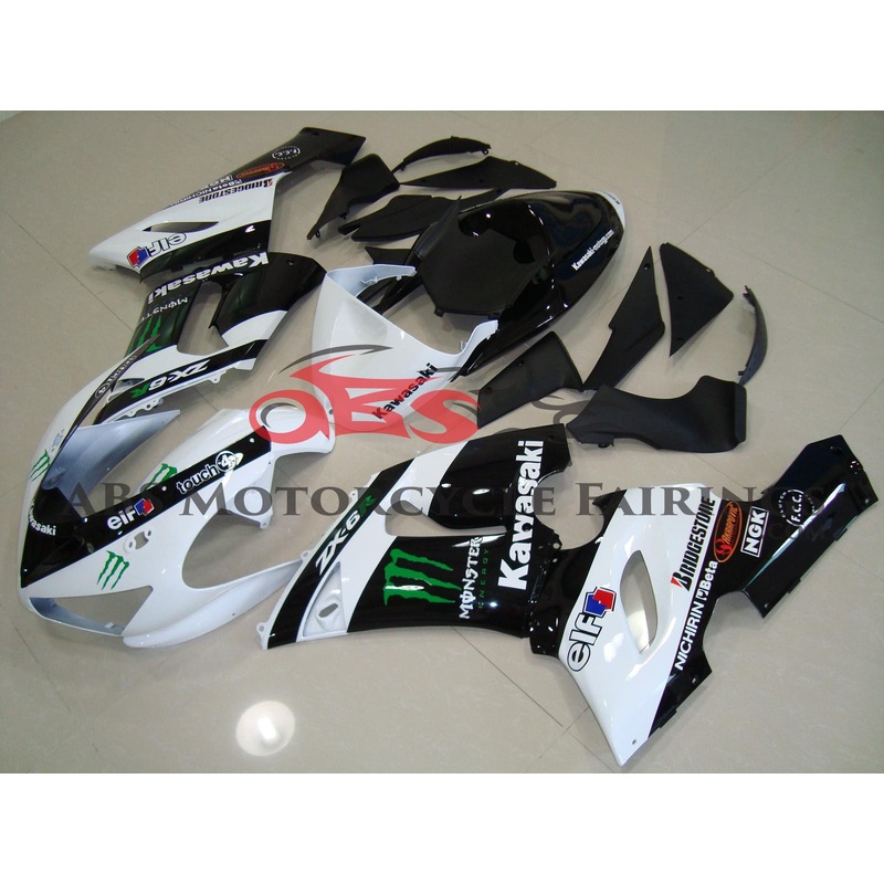 Monster Elf Black & White 2005-2006 Kawasaki ZX-6R 636 Monster Elf Black & White Clear (Injection Mold) Select Bolt Kit