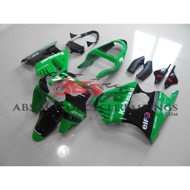 Monster Elf Green & Black 2000-2002 Kawasaki ZX-6R 636 Monster Elf Green & Black Clear (Injection Mold) Select Bolt Kit