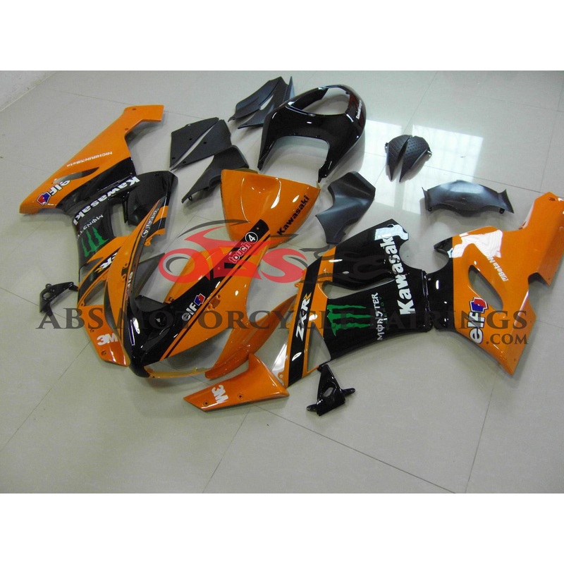 Monster Elf Orange & Black 2005-2006 Kawasaki ZX-6R 636 Monster Elf Orange & Black Clear (Injection Mold) Select Bolt Kit