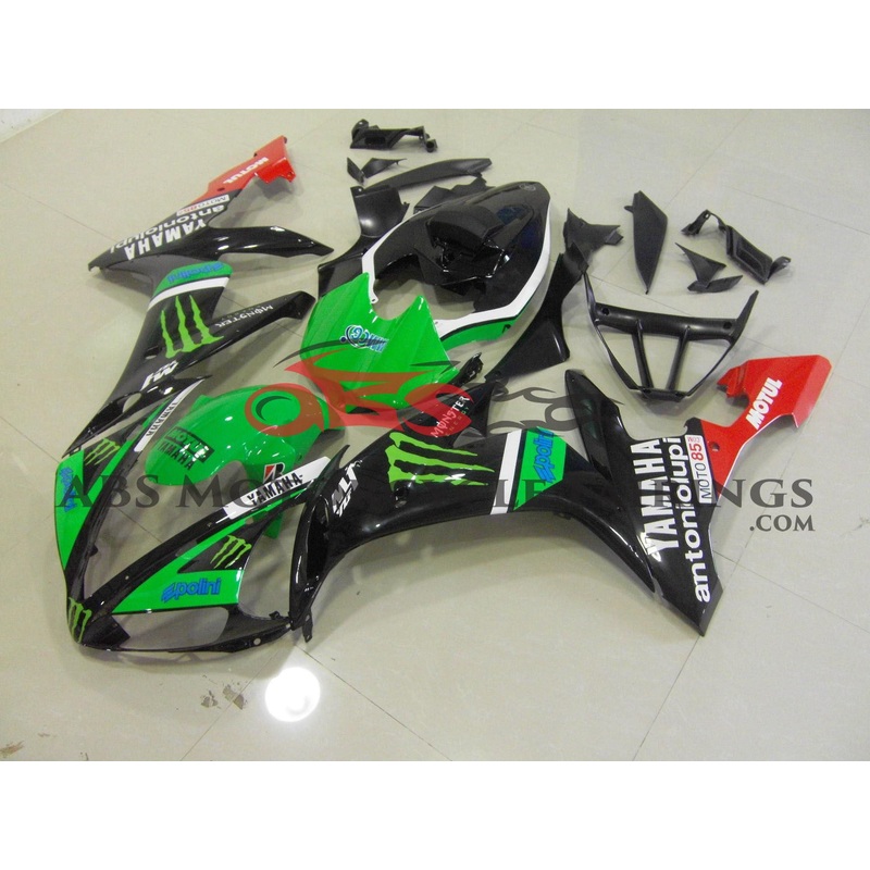 Monster Light Green & Black 2004-2006 Yamaha YZF-R1 Monster Light Green & Black Clear (Injection Mold) Select Bolt Kit