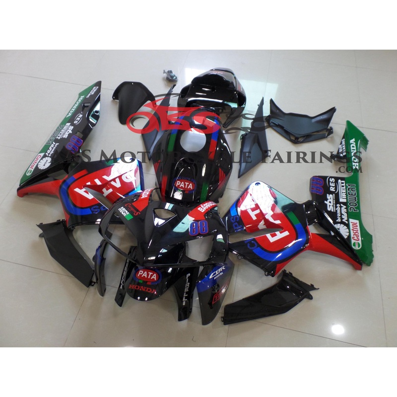 Pata Black & Red 2005-2006 Honda CBR600RR Pata Black & Red Clear (Injection Mold) Select Bolt Kit
