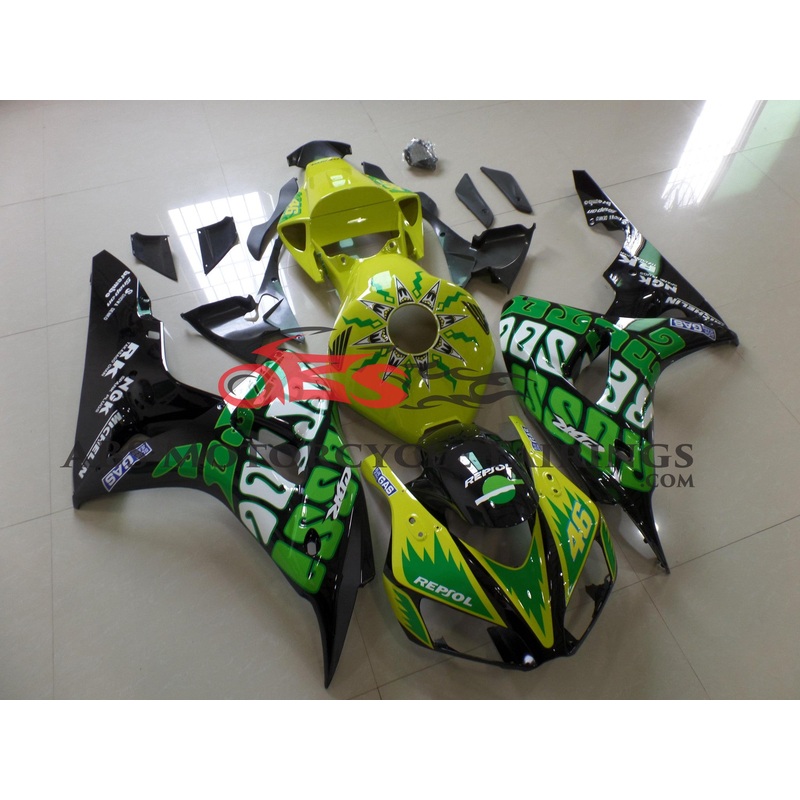 Rossi Yellow Green 2006-2007 Honda CBR1000RR Rossi Yellow Green Clear (Injection Mold) Select Bolt Kit