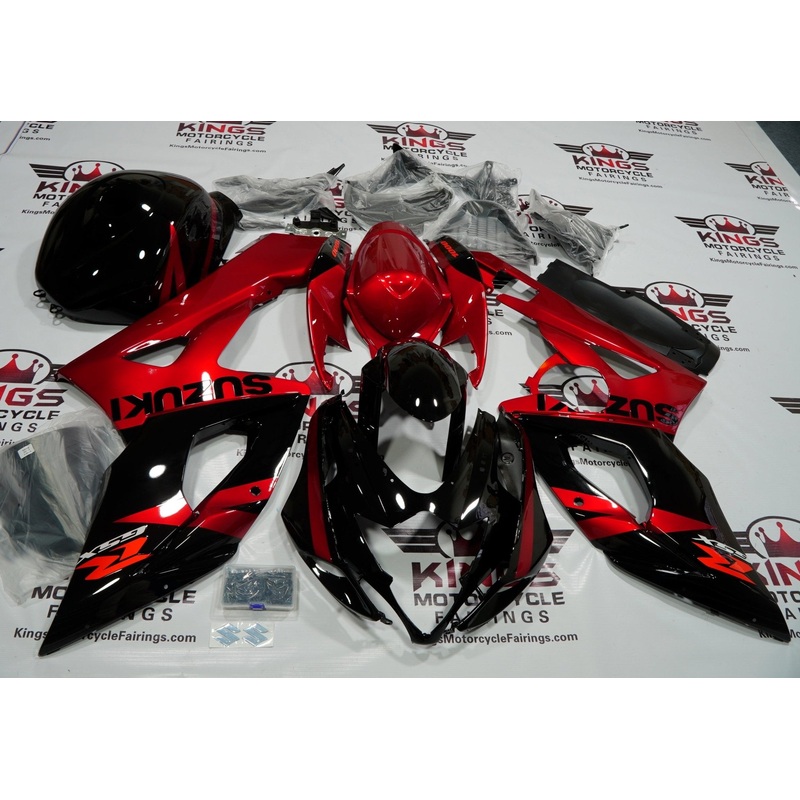 Suzuki GSXR1000 (2005-2006) Black & Candy Apple Red Fairings No Seat Cowl No Bolt Kit No Tank