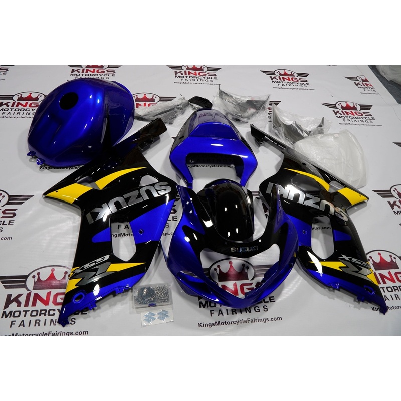 SUZUKI GSXR750 (2000-2003) BLUE, BLACK, YELLOW & CHROME FAIRINGS No Seat Cowl No Bolt Kit No Tank