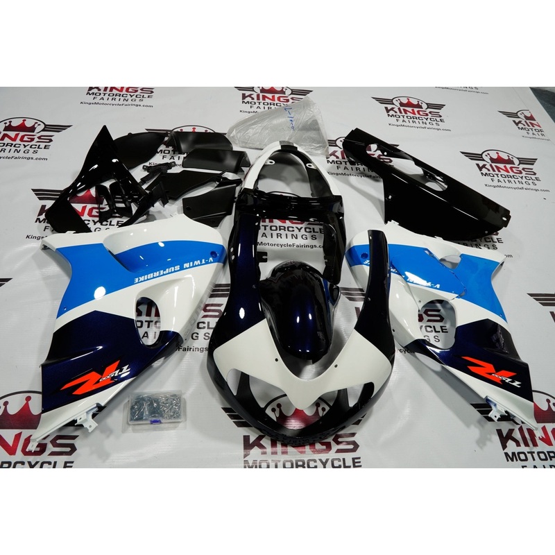 Suzuki TL1000R (1998-2003) White, Blue, Black, Dark Blue & Red Fairings Clear Windscreen: Free No Bolt Kit No Tank Cover