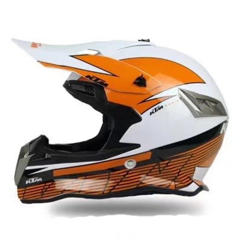 White, Orange & Black Dirt Bike Motorcycle Helmet Small (S)= 54-55 CM’s
