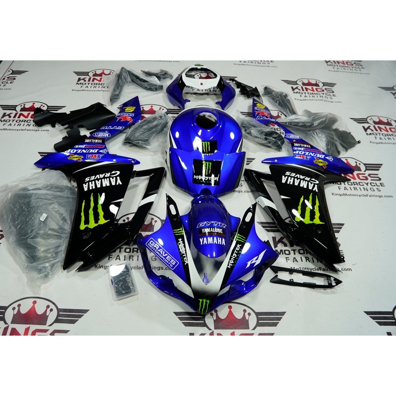 Yamaha YZF-R1 (2007-2008) Monster Blue, Black Fairings No Seat Cowl No Bolt Kit No Tank Cover