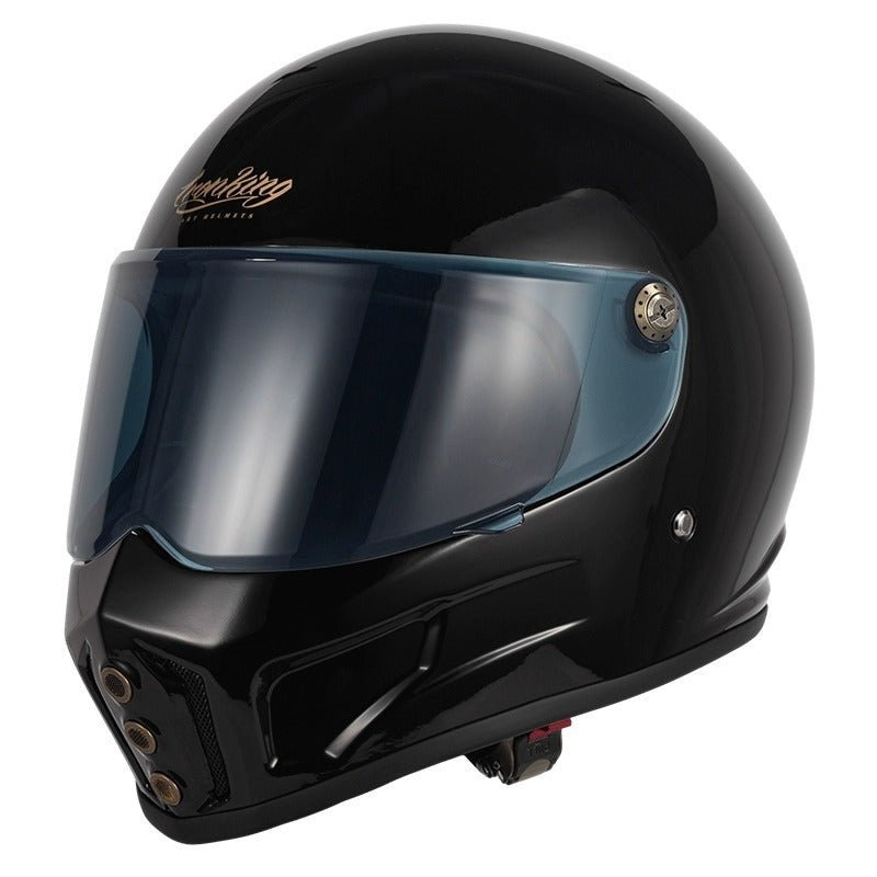 Black Iron King Motorcycle Helmet with Black Visor Small (S)= 53-54 CM’s Black Visor