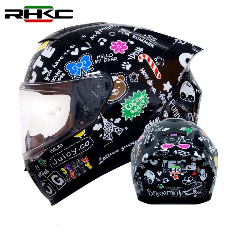 Black & White Doodle Motorcycle Helmet Small (S)= 55-56 CM’s Clear