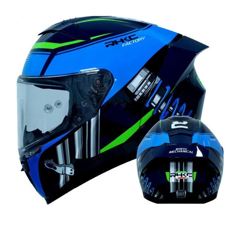 Blue, Green, Gray Shocks Motorcycle Helmet Small (S)= 55-56 CM’s Clear
