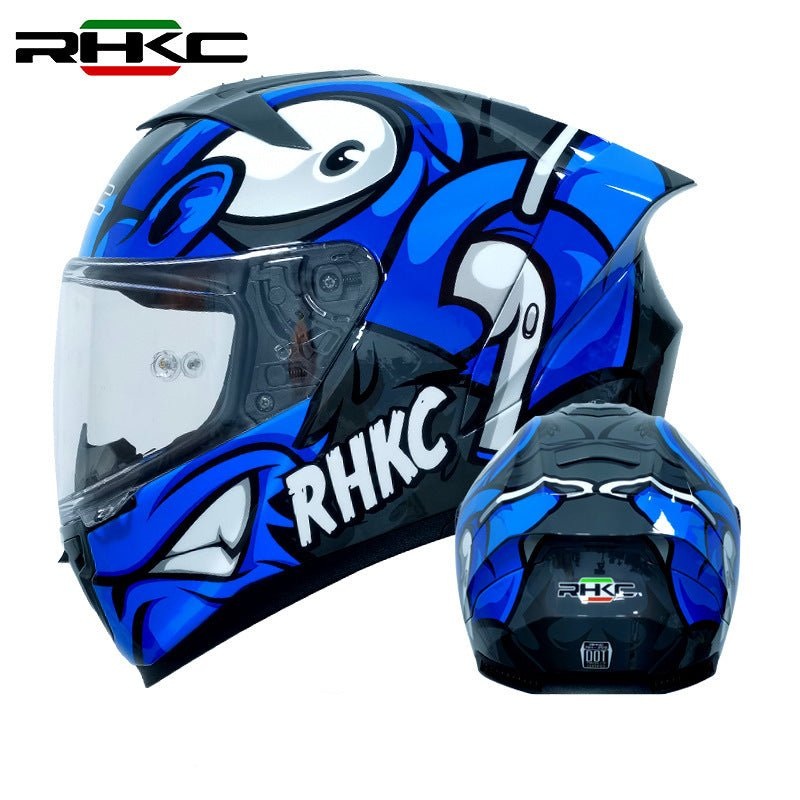 Blue & White Animal Motorcycle Helmet Small (S)= 55-56 CM’s Clear
