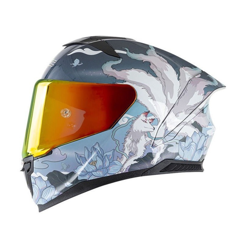 Blue & White Fox Motorcycle Helmet Small (S)= 55-56 CM’s Orange