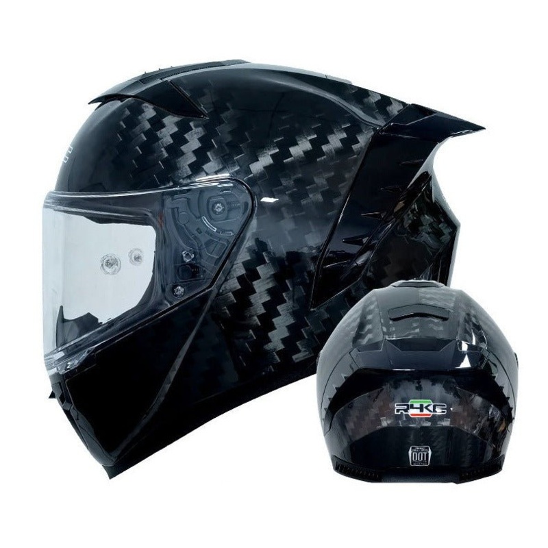 Carbon Fiber 3k & Gloss Black Motorcycle Helmet Small (S)= 55-56 CM’s Clear