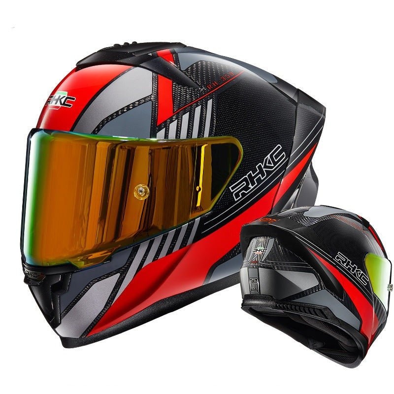 Carbon Fiber 3k, Red & Gray Motorcycle Helmet Small (S)= 55-56 CM’s Orange