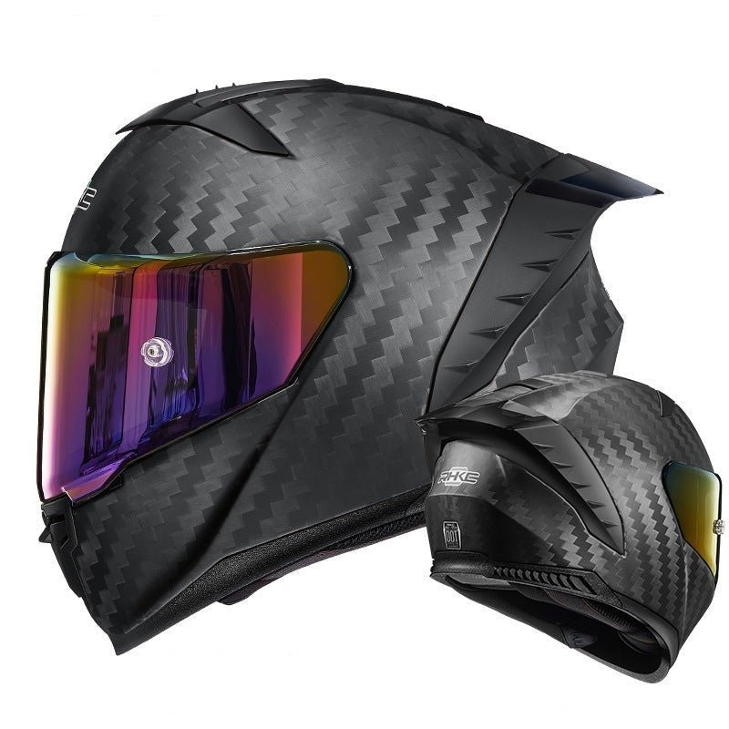 Carbon Fiber 9k & Matte Black RHKC Motorcycle Helmet Small (S)= 55-56 CM’s Orange