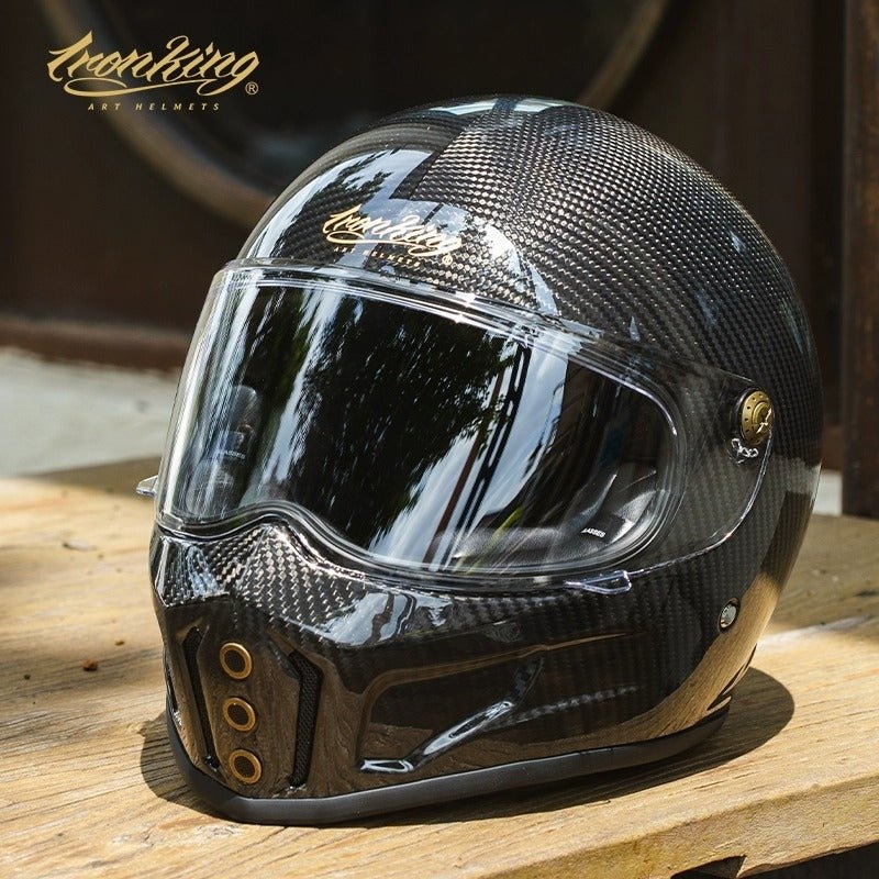 Carbon Fiber Iron King Motorcycle Helmet Small (S)= 53-54 CM’s Clear Visor