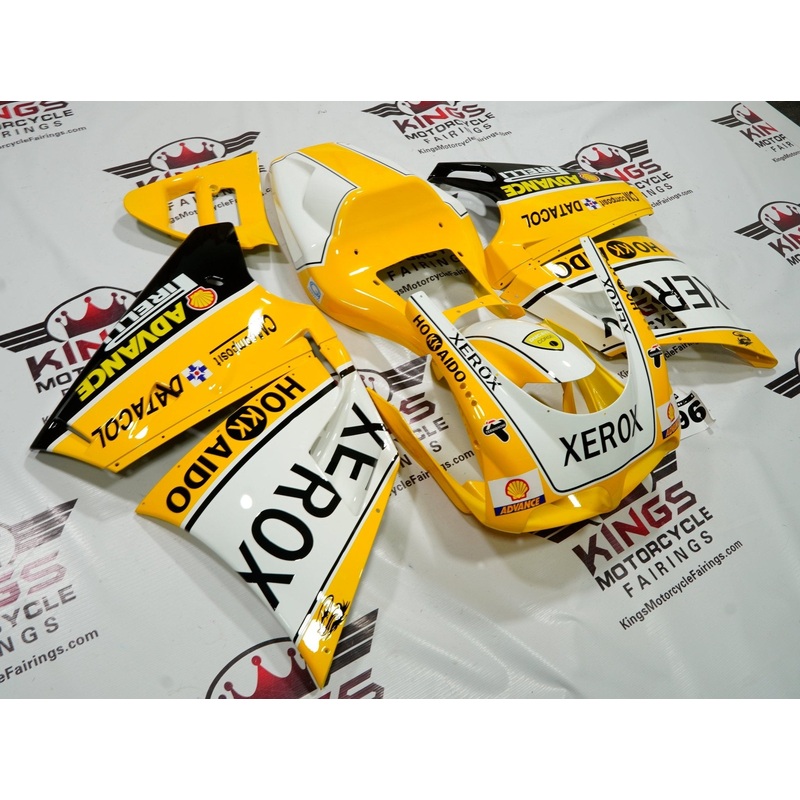 Ducati 748 (1994-2003) Yellow, White, Black XEROX Fairings Clear Windscreen: Free No Bolt Kit