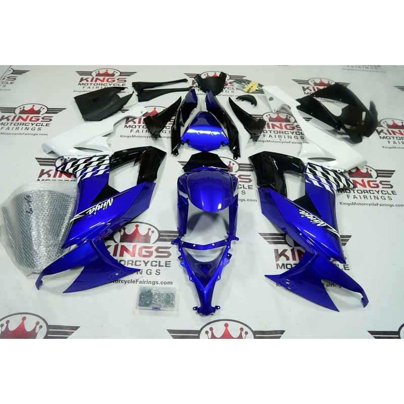 Fairing kit for a Kawasaki Ninja ZX10R (2008-2010) Blue, White, Black Clear Windscreen: Free No Seat Cowl No Bolt Kit
