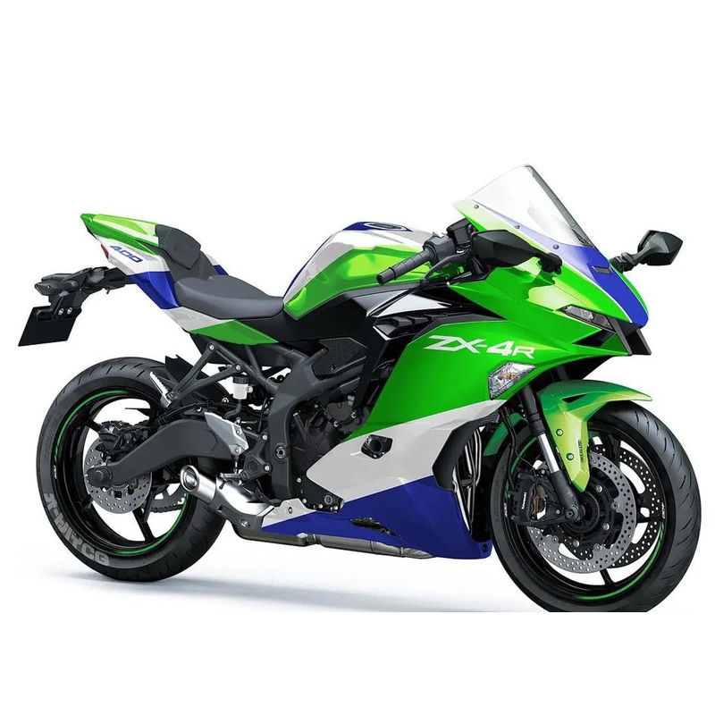 Fairing kit for a Kawasaki Ninja ZX4R (2023) Green, Blue & White No Seat Cowl No Bolt Kit No Tank