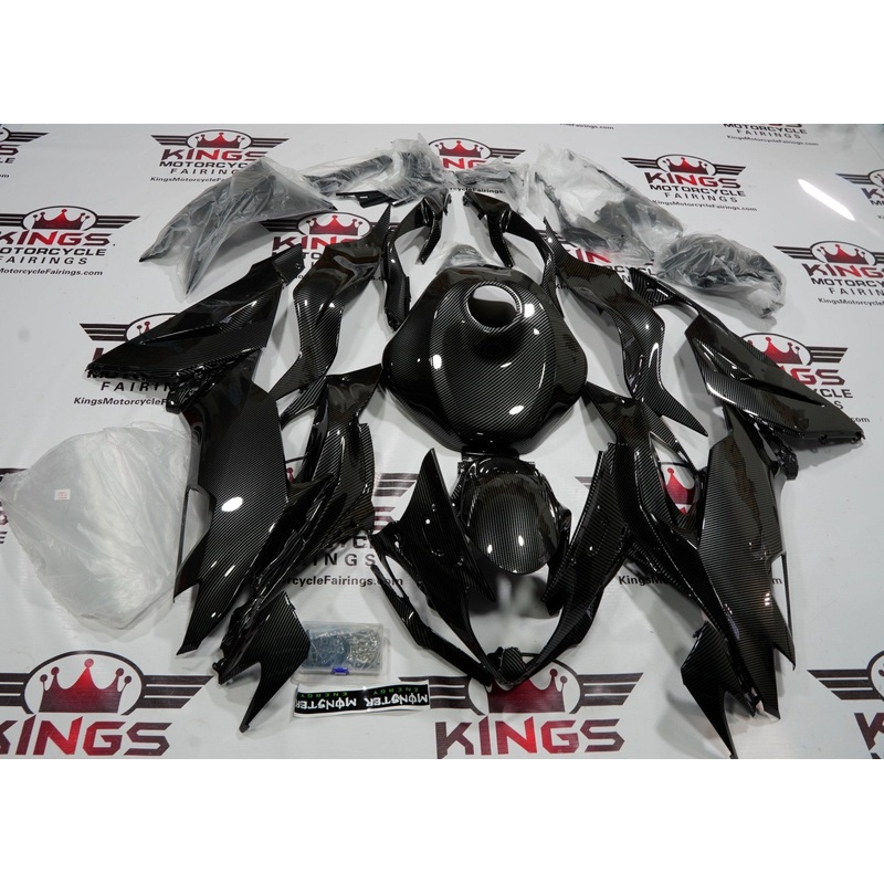 Fairing kit for a Kawasaki Ninja ZX6R 636 (2019-2023) Faux Carbon Fiber No Seat Cowl No Bolt Kit No Tank