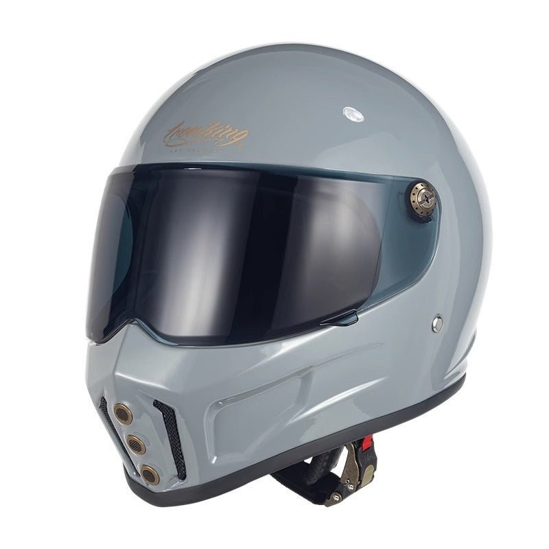 Gray Iron King Motorcycle Helmet with Black Visor Small (S)= 53-54 CM’s Black Visor