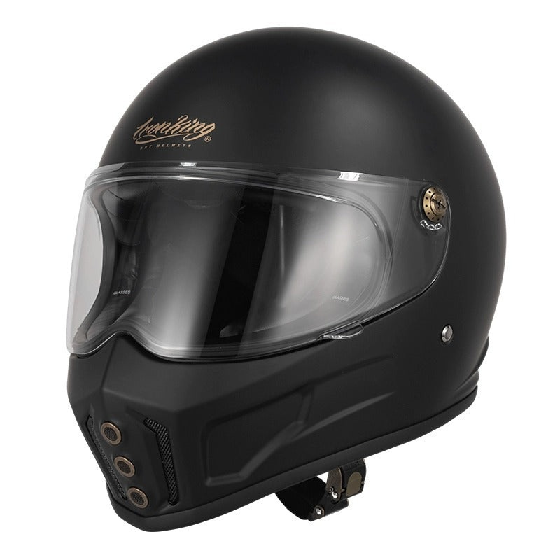Matte Black Iron King Motorcycle Helmet Small (S)= 53-54 CM’s Clear Visor