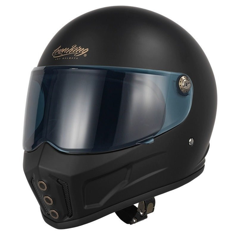 Matte Black Iron King Motorcycle Helmet with Black Visor Small (S)= 53-54 CM’s Black Visor