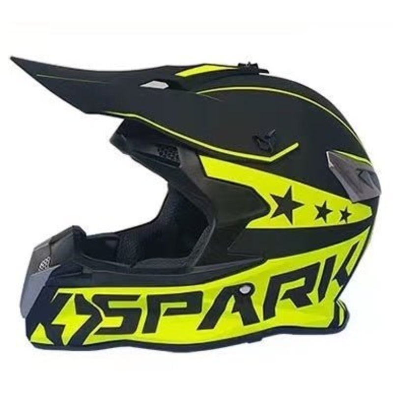 Matte Black & Neon Yellow Dirt Bike Motorcycle Helmet Small (S)= 54-55 CM’s