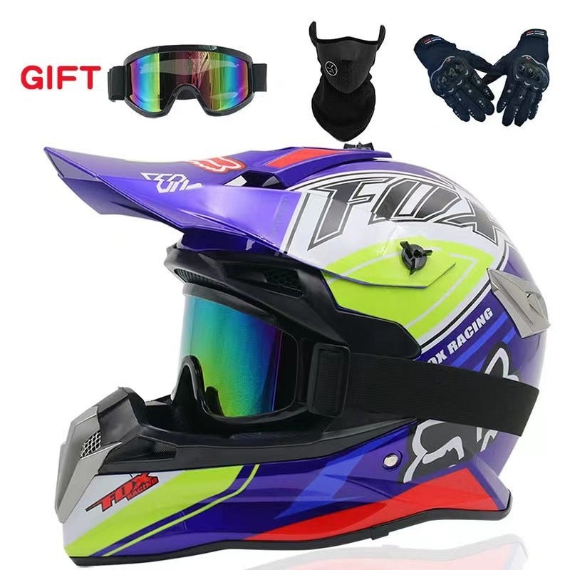Motocross Helmet – Blue, Black, White & Yellow Fox Racing Small (S)= 54-55 CM’s
