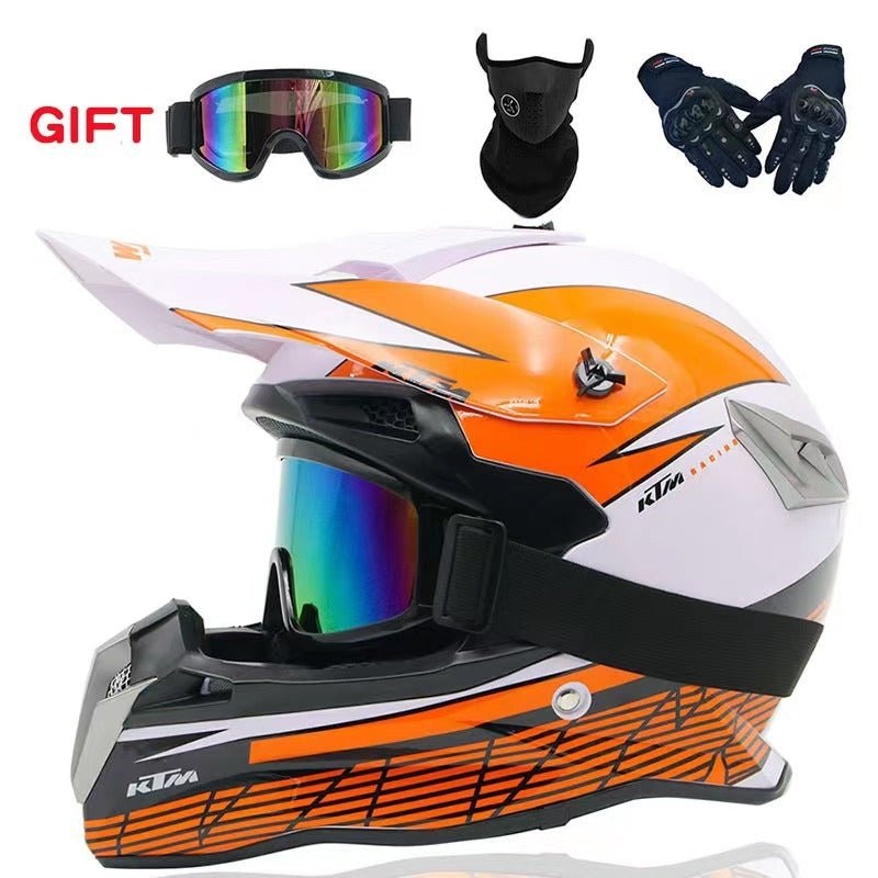 Motocross Helmet – White, Orange & Black Small (S)= 54-55 CM’s