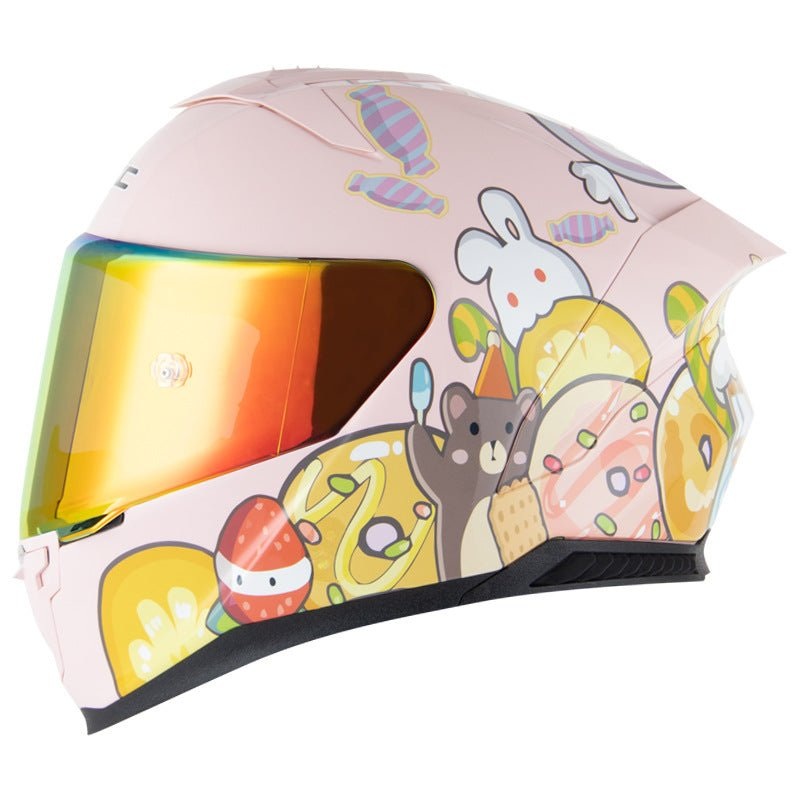 Pink Cartoon Candy & Animals Motorcycle Helmet Small (S)= 55-56 CM’s Orange