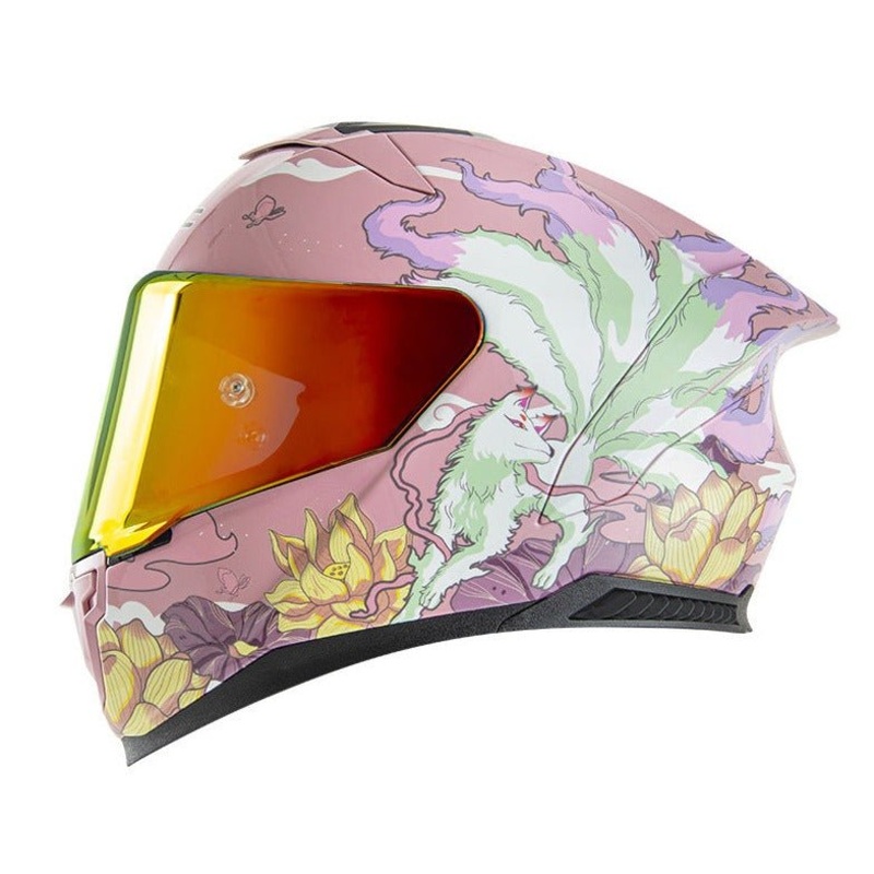 Pink, Yellow & Green Fox Motorcycle Helmet Small (S)= 55-56 CM’s Orange
