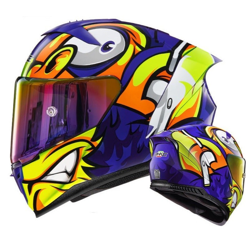 Purple, Yellow & Orange Animal Motorcycle Helmet Small (S)= 55-56 CM’s Orange
