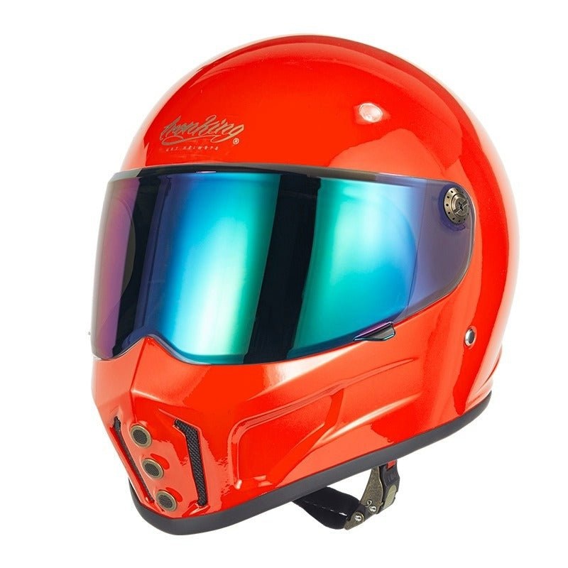 Red Iron King Motorcycle Helmet with Green Visor Small (S)= 53-54 CM’s Blue Visor