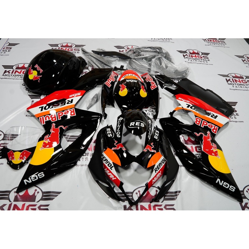 Suzuki GSXR1000 (2005-2006) Black Repsol Red Bull Fairings No Seat Cowl No Bolt Kit No Tank