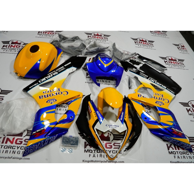 Suzuki GSXR1000 (2005-2006) Yellow, Blue, White Corona Fairings No Seat Cowl No Bolt Kit No Tank