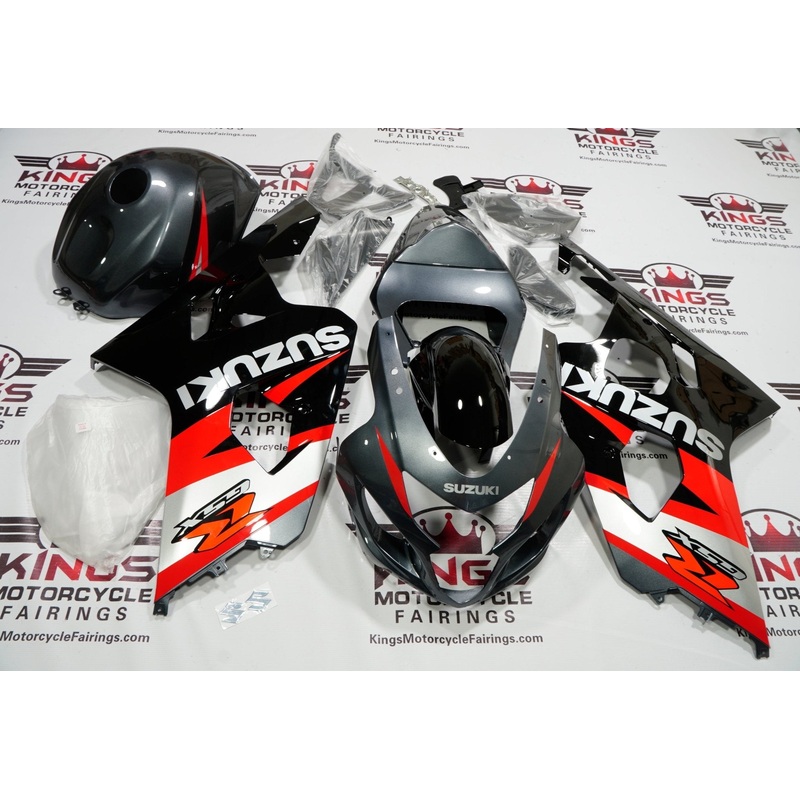 SUZUKI GSXR750 (2004-2005) Gray, Red, Black Fairings No Seat Cowl No Bolt Kit No Tank
