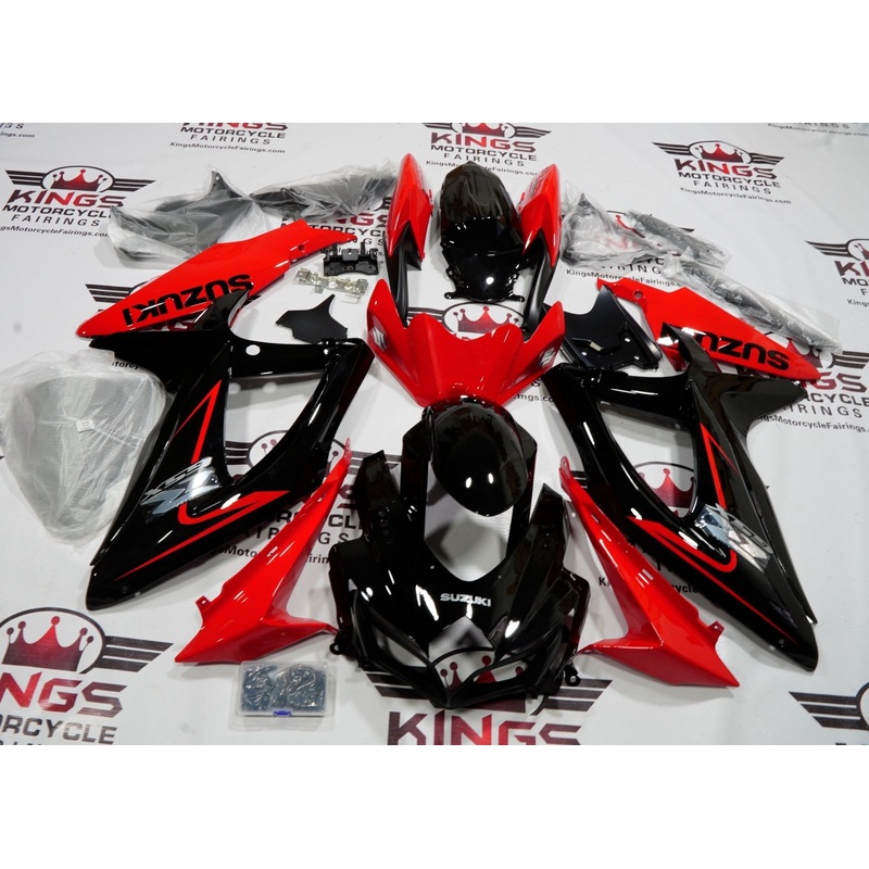Suzuki GSXR750 (2008-2010) Black, Red & Chrome Fairings No Seat Cowl No Bolt Kit No Tank