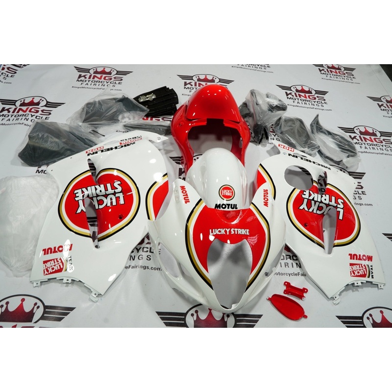 Suzuki Hayabusa (1999-2007) White, Red & Gold Lucky Strike Fairings No Seat Cowl No Bolt Kit No Tank