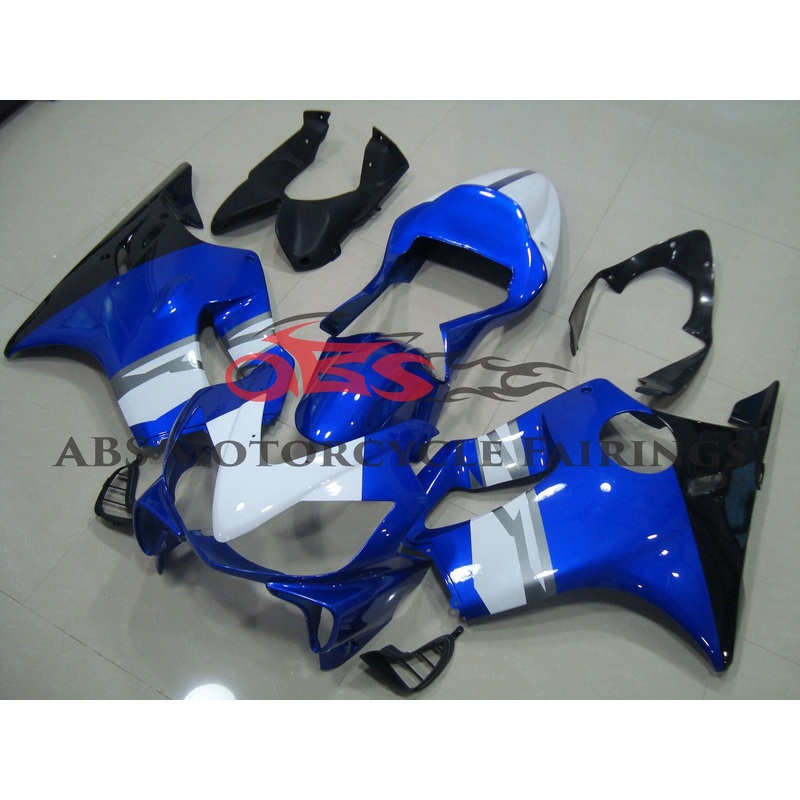 White, Blue & Black Race Tail 2001-2003 Honda CBR600F4i White, Blue & Black Race Tail Clear (Injection Mold) Select Bolt Kit