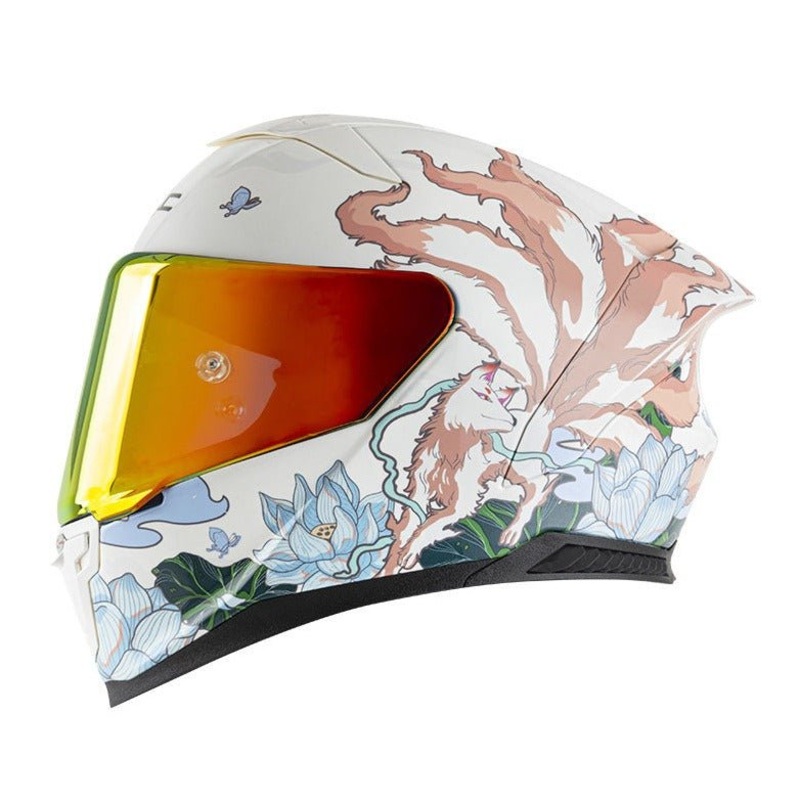 White, Blue & Pink Fox Motorcycle Helmet Small (S)= 55-56 CM’s Orange